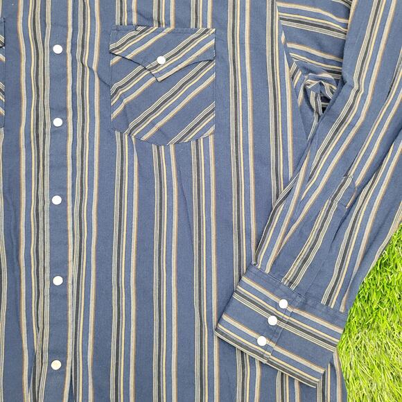 Vintage 90s Ely-Cattleman Pearl Snap Shirt XL 24x31 Western Stripes - Picture 4 of 11